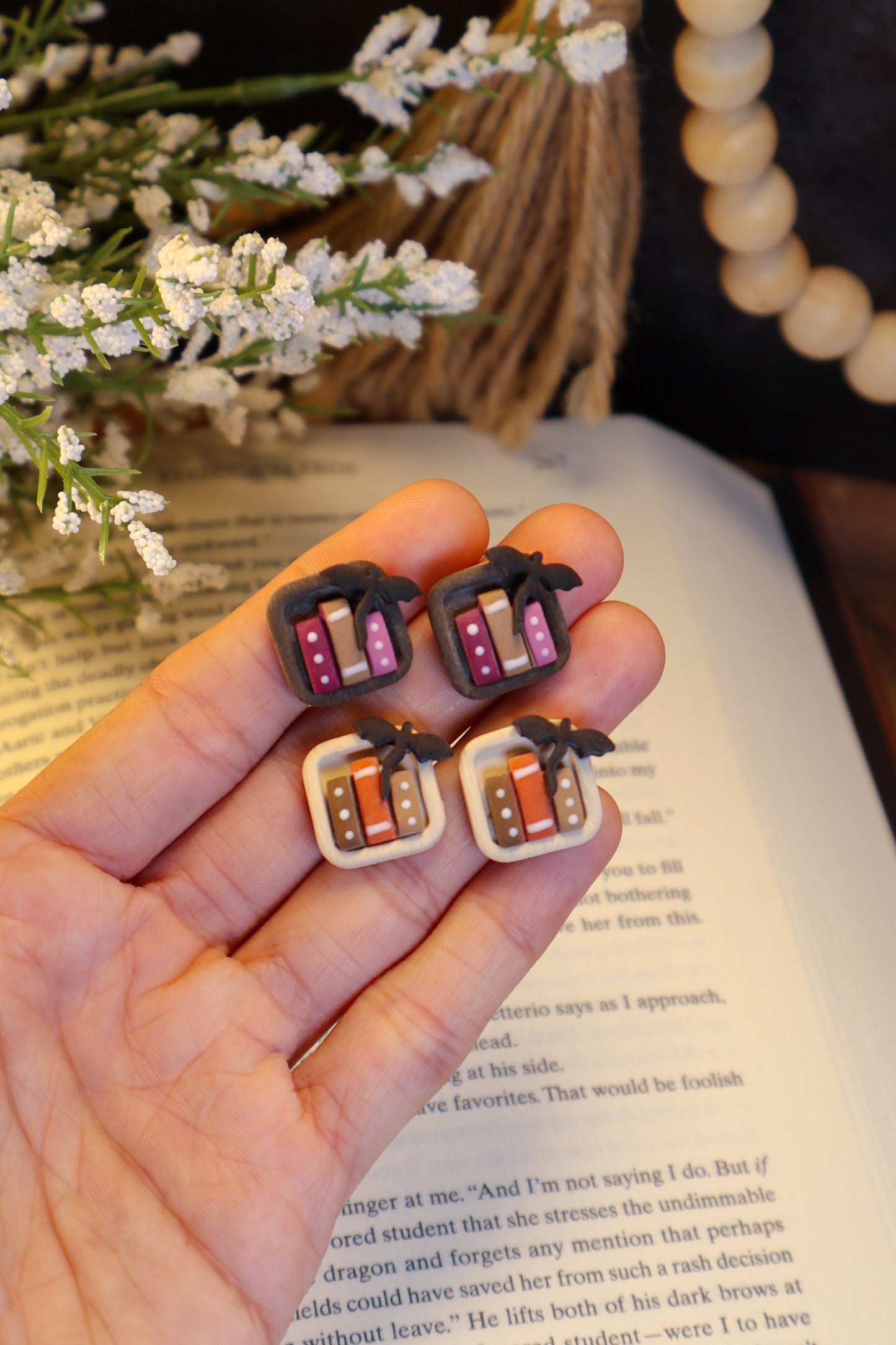 Fantasy Bookshelf Stud Earrings