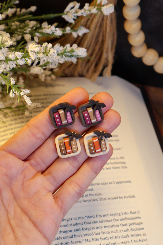 Fantasy Bookshelf Stud Earrings