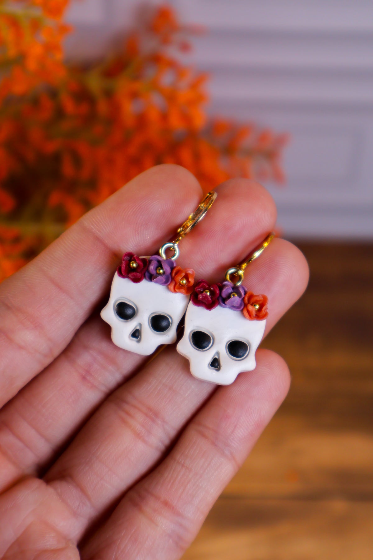 Floral Skull Huggies