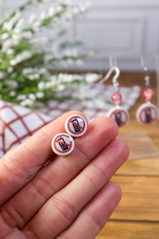 "No Cell Phones" Stud Earrings