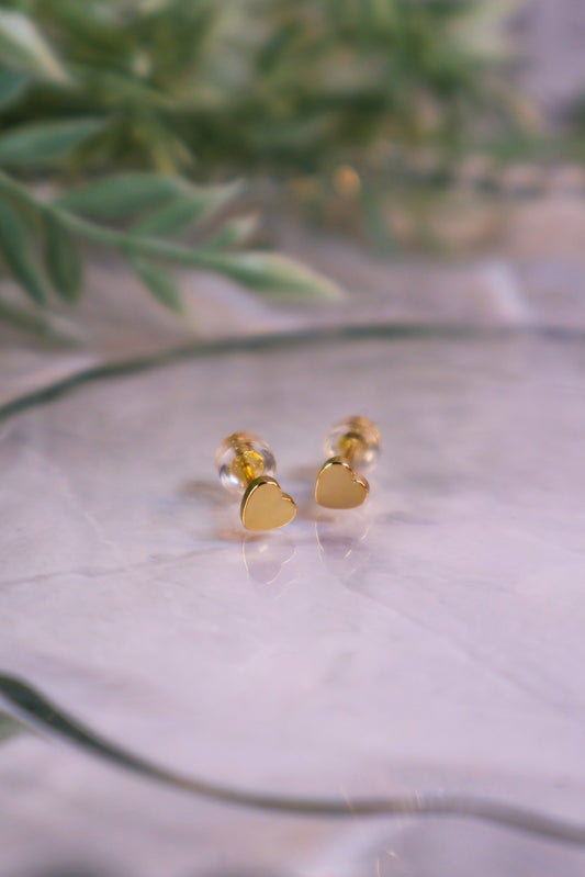 16K Gold Filled Dainty Heart Stud Earrings