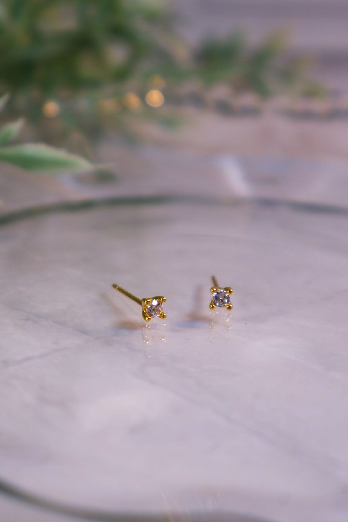 4mm Dainty Clear CZ Stud Earrings