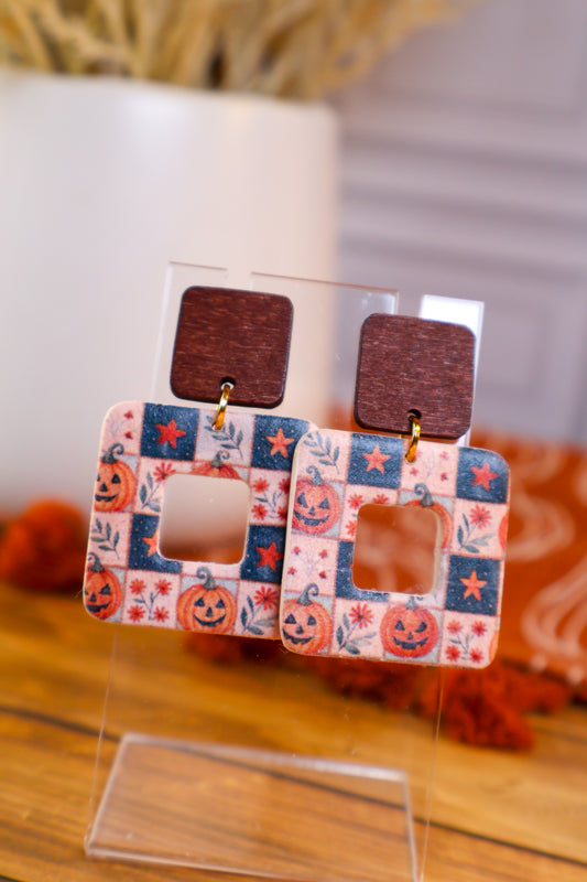 Patchwork Pumpkin Earrings