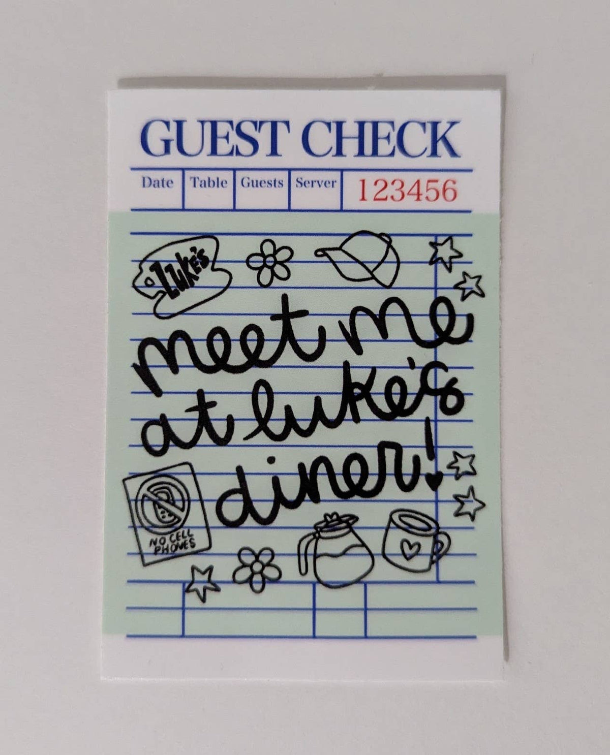 Meet Me At Luke's Guest Check | Waterproof Vinyl Sticker