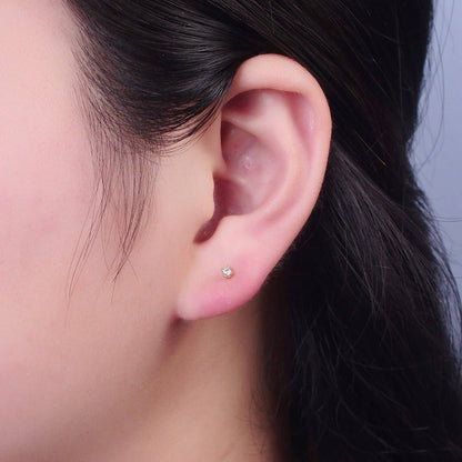 4mm Dainty Clear CZ Stud Earrings