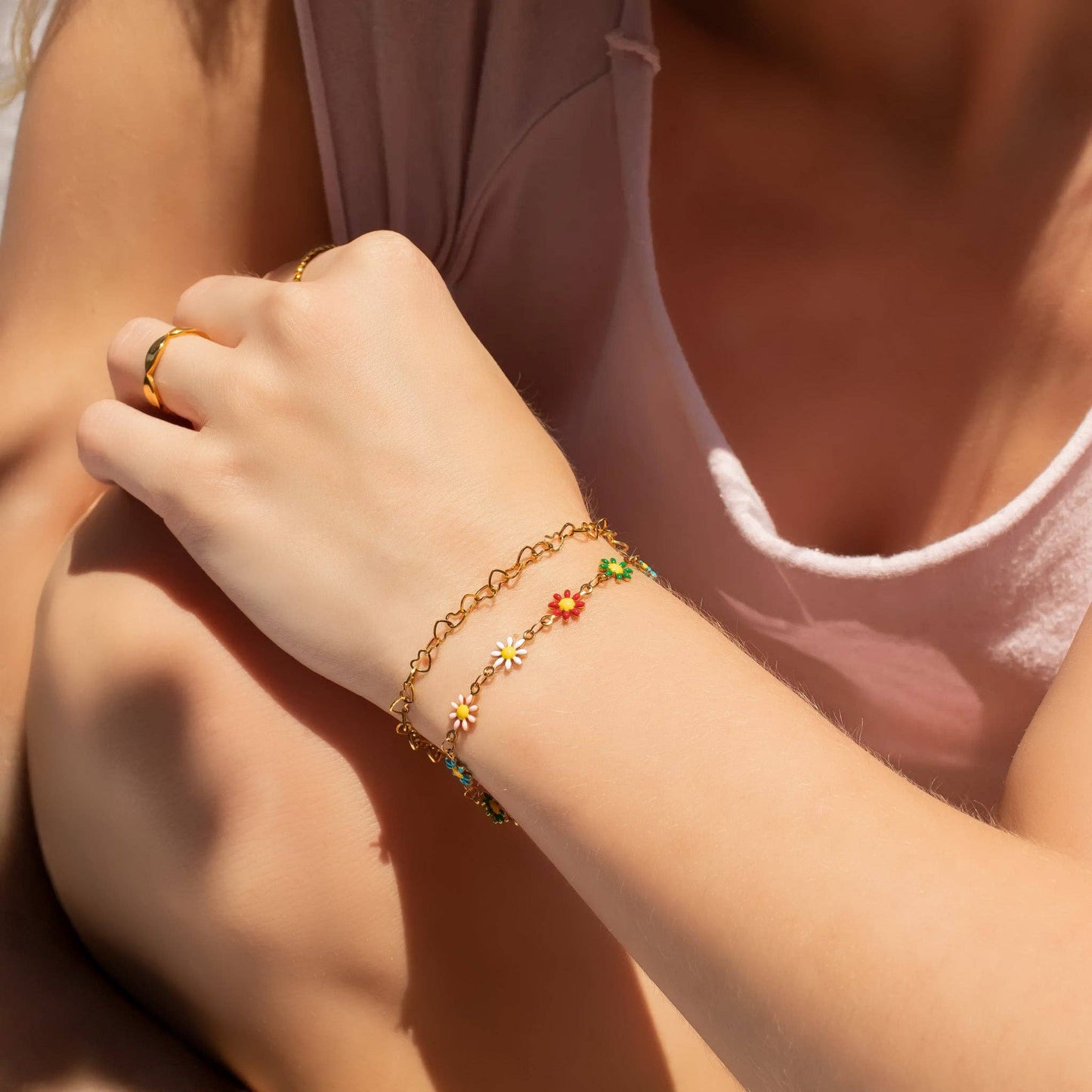 18K Gold PVD Heart Chain Bracelet