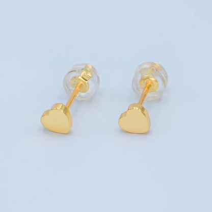 16K Gold Filled Dainty Heart Stud Earrings