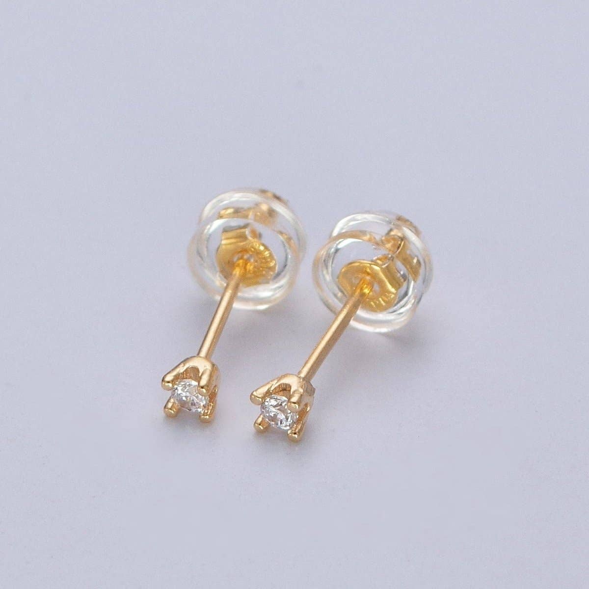 4mm Dainty Clear CZ Stud Earrings
