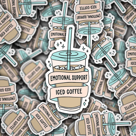 Emotional Support Iced Coffee | Waterproof Vinyl Sticker