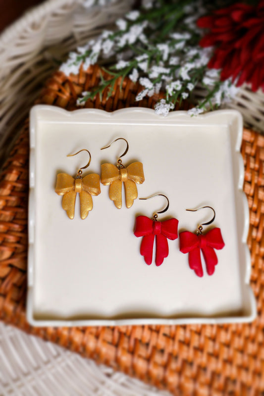 Clara V2 | 3D Bow Earrings (Holiday Edition)