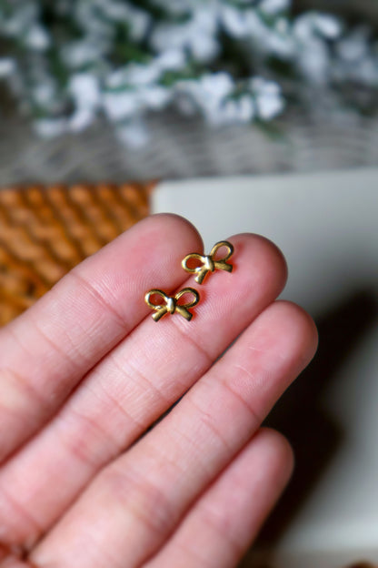 18K Gold PVD Bow Stud Earrings