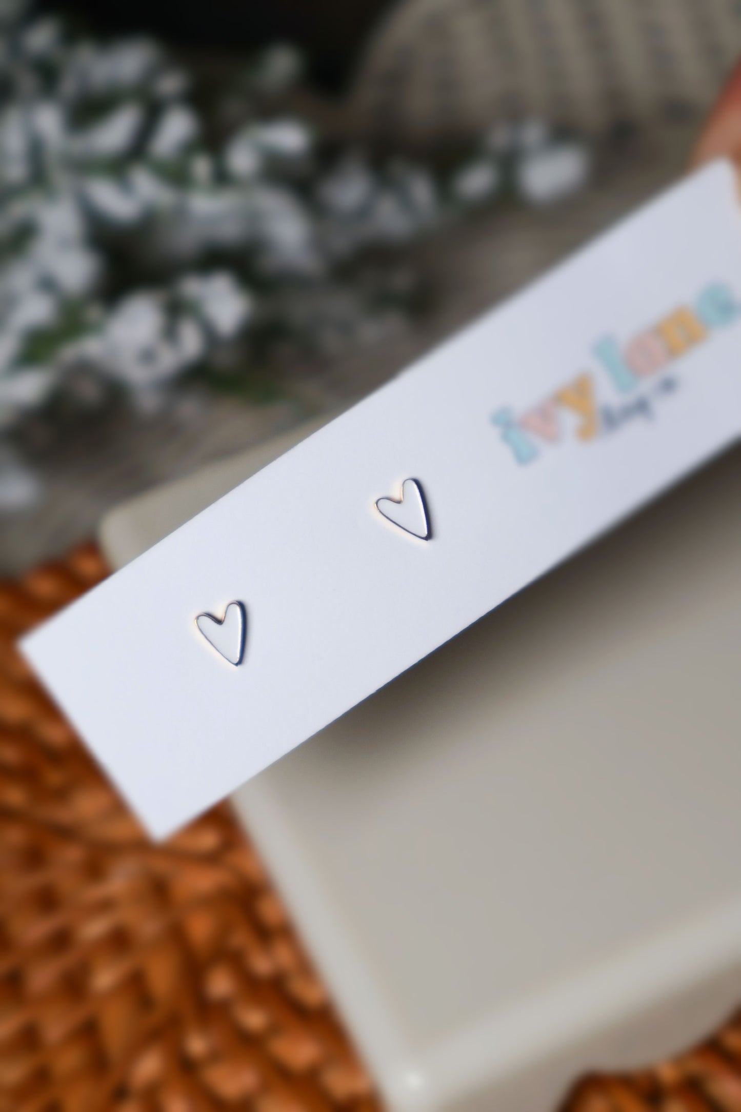 18K Gold PVD White Heart Stud Earrings