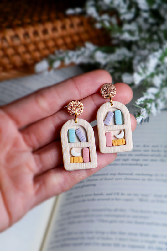 Pastel Bookshelf Earrings