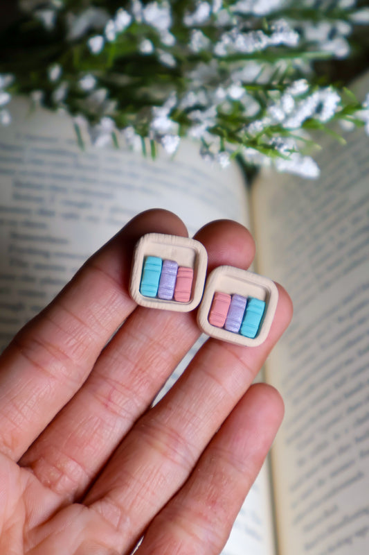 Bookshelf Stud Earrings
