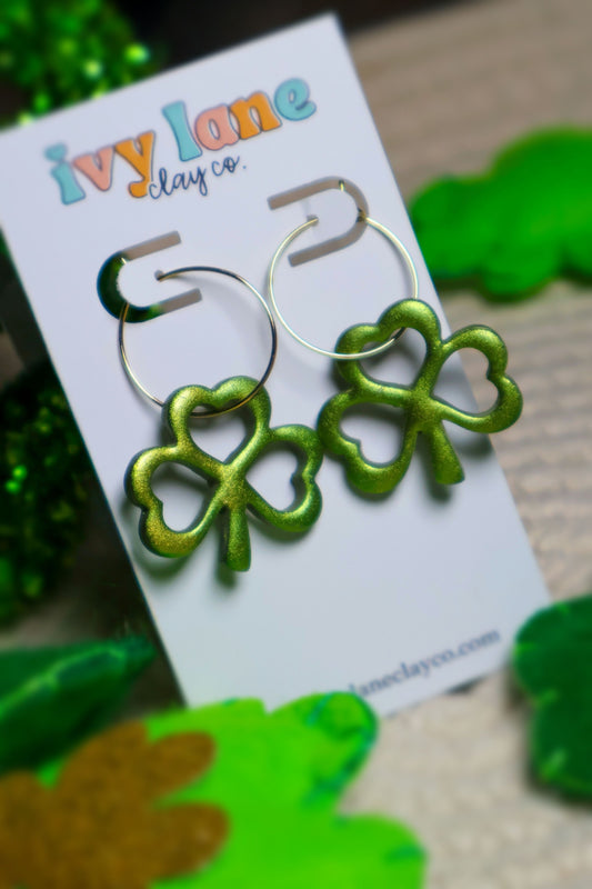 Shimmering Shamrock Hoops