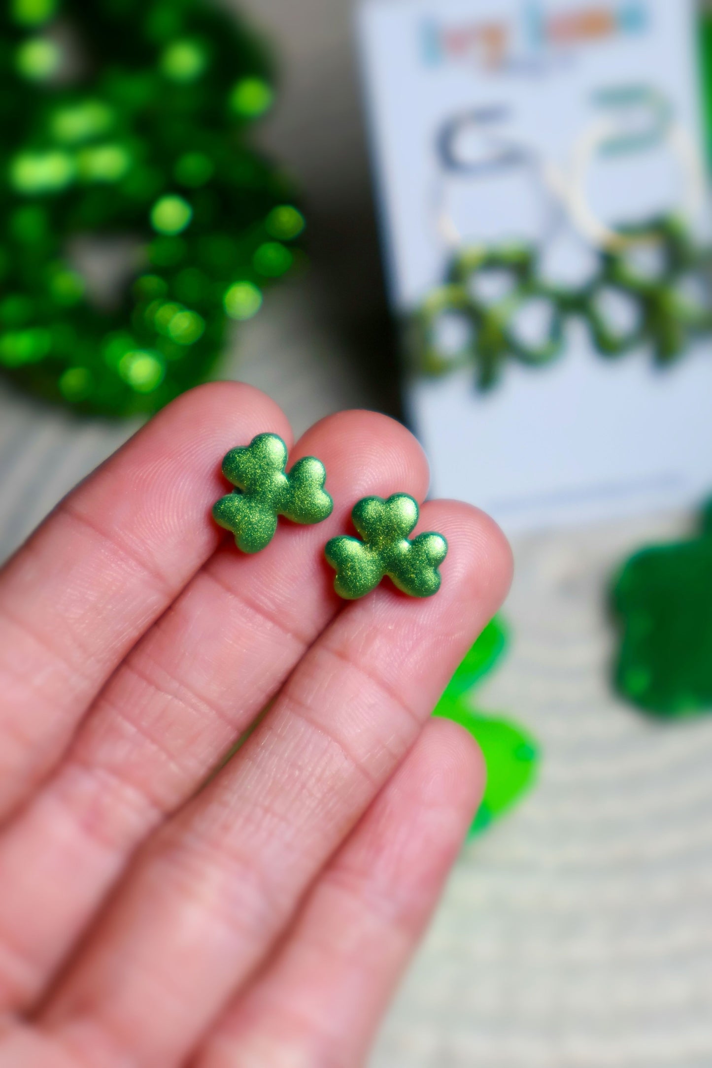Shimmering Shamrock Stud Earrings