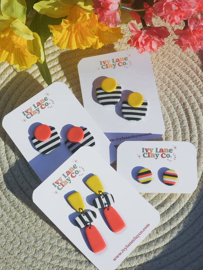 Neon Stripe Stud Earrings