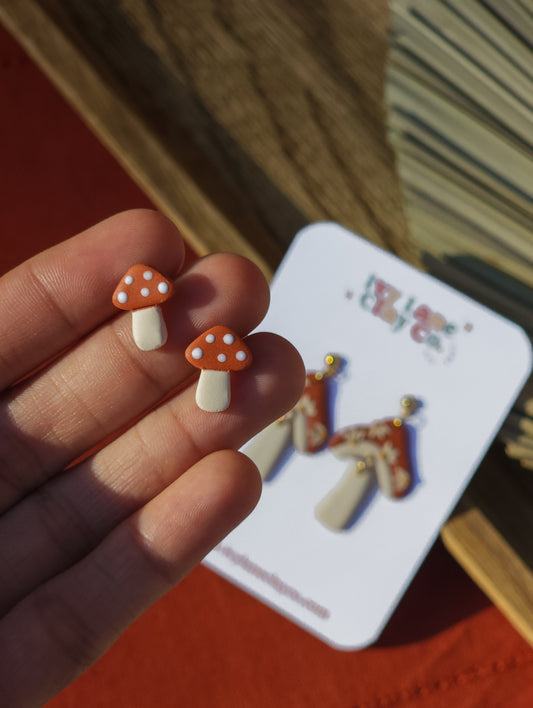 Spotted Mushroom Stud Earrings