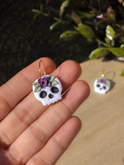 Floral Skulls - Mini Hoops