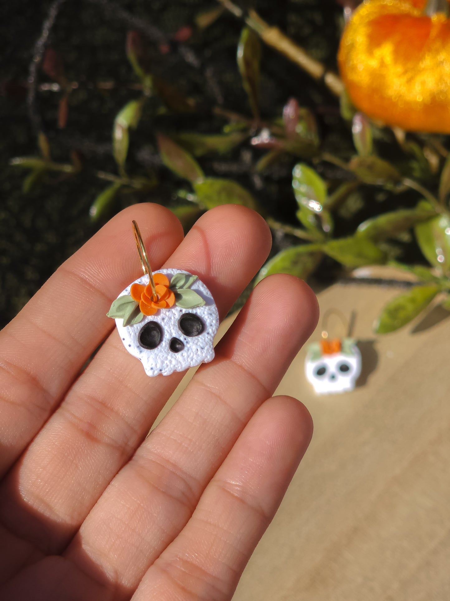 Floral Skulls - Mini Hoops